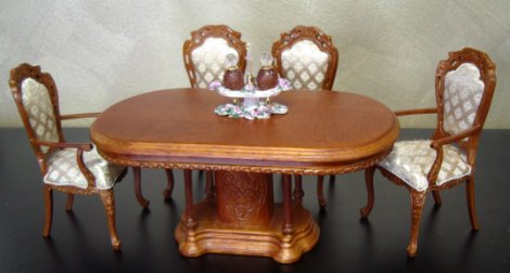 Dollhouse Dining Room and Kitchen Furniture